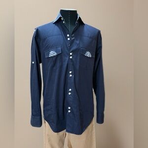 Men's Navy Blue Button-Up Shirt